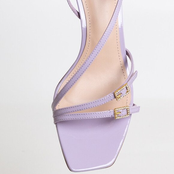 Anthropologie Lola Cruz Julia Sandals Kitten Heel Slingback Leather Lilac EU 38 - Picture 9 of 15
